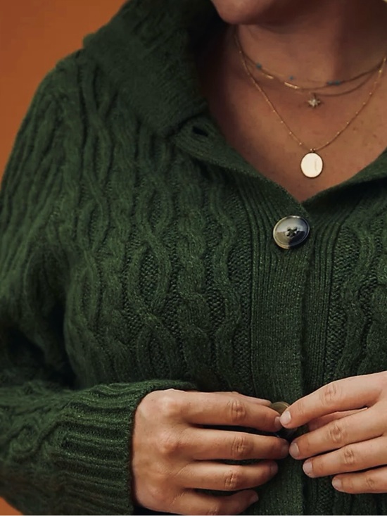 Allison Brittney Sweaters - #3358**Allison Brittney Forest Green Cable-Knit Button Cardigan